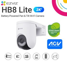 EZVIZ HB8C Telecamera motorizzata 2K,Wi-Fi,batteria 5200mAh,colorVue,audio, rilevamento intelligente
