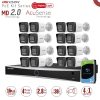 Hikvision KIT1043G2/16-LIU-POE. Kit IP Nvr 16 canali PoE,16 bullet da 4mpx con Audio, HD2TB